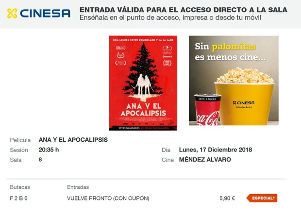 Ana y el Apocalipsis: Mi Crítica y mi Entrada. [Sin Spoilers] Nota 8/10. Tremendamente original