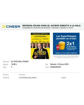 El Vicio del Poder: Mi Crítica y mi Entrada. [Sin Spoilers]. Nota 10/10. Imprescindible