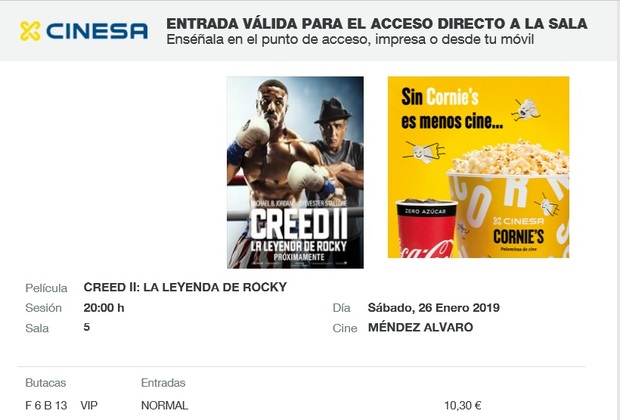 Creed 2 La Leyenda de Rocky: Mi Crítica y mi Entrada. [Sin Spoilers]. Nota 7.5/10. Buena Secuela