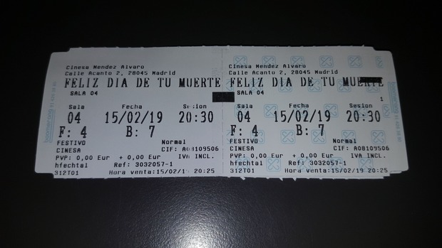 Feliz Día de tu Muerte 2: Mi Crítica y mi Entrada. [Sin Spoilers]. Nota 9/10. Mejor y distinta 