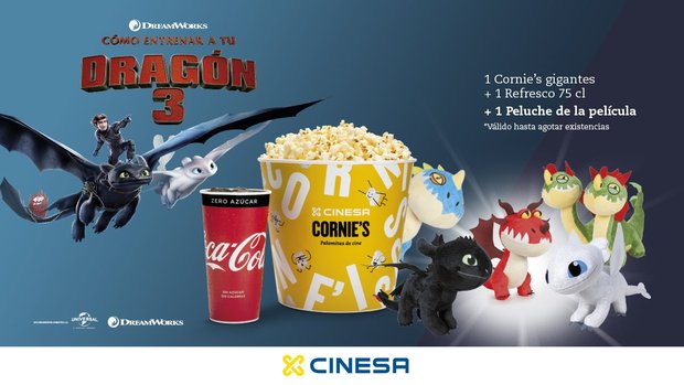 Peluches gratis en Cinesa de Como Entrenar a tu Dragon 3 con el menú