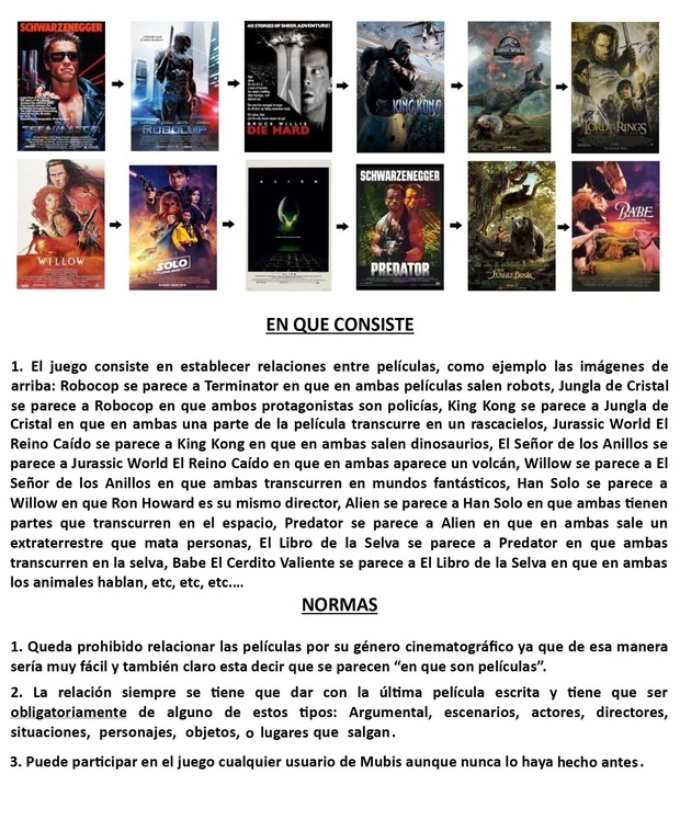 Juego: Relaciona películas por su argumento, personajes, directores, actores, lugares, objetos, etc