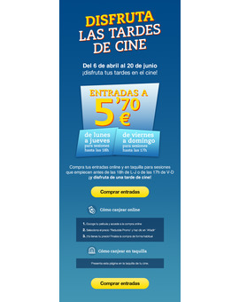 Cinesa: Oferta hasta el 20 de Junio. Tardes de Cine.