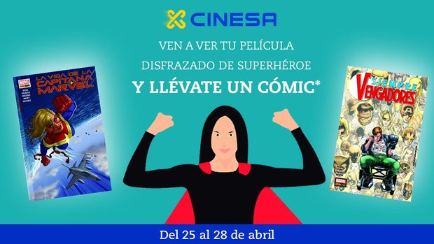 Promoción en Cinesa. Cómic gratis por ir disfrazado de super héroe.