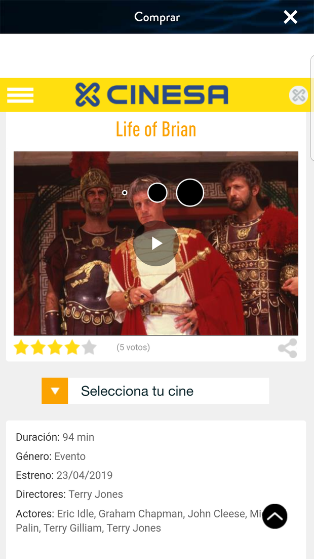 La Vida de Brian: Reestreno el 23-04-2019 en los Cinesa