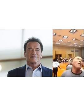 Schwarzenegger recibe una brutal patada por la espalda en un acto en Sudáfrica  