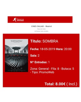 Sombra: Mi Crítica y mi Entrada [Sin Spoilers]. Nota 7/10. Un gran espectáculo visual.