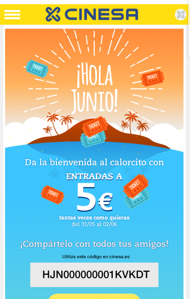 Entradas a 5 euros en Cinesa