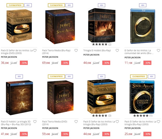 Aviso: 30% Dcto en todo El Señor de los Anillos y El Hobbit en ECI