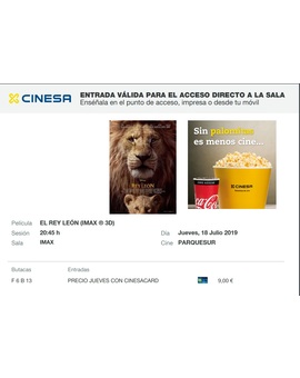 El Rey León: Mi Crítica y mi Entrada [Sin Spoilers]. Nota 7/10. Visualmente Maravillosa