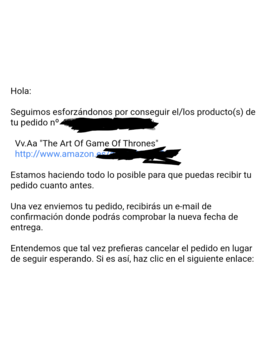 Juego de Tronos Libro de Arte. Correo recibido de Amazon