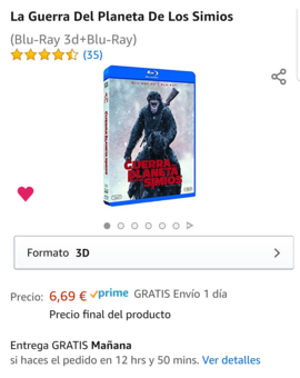 Oferta: La Guerra del Planeta de los Simios Blu-Ray 3D+2D por sólo 6.69 euros