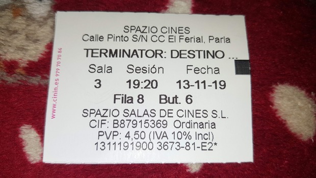 Terminator Destino Oscuro: Tercer visionado. Mi entrada.