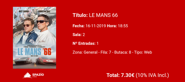 Le Mans '66: Mi Critica y mi Entrada [Sin Spoilers]. Nota 8/10. El rugir de los motores.