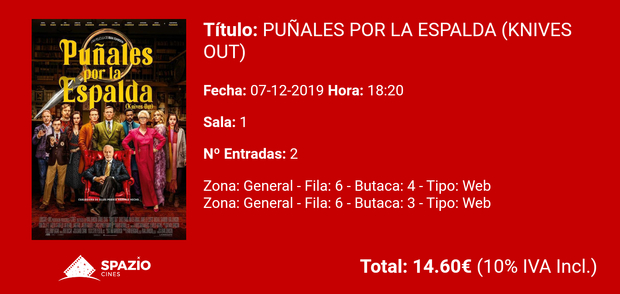 Puñales por la Espalda: Mi Critica y mi Entrada [Sin Spoilers]. Nota 8/10. ¡Se ha escrito un crimen!