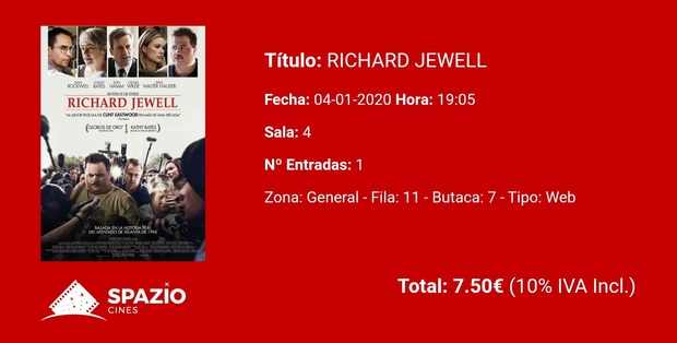 Richard Jewell: Mi Critica y mi Entrada [Sin Spoilers]. Nota 8/10. Eastwood sigue en buena forma