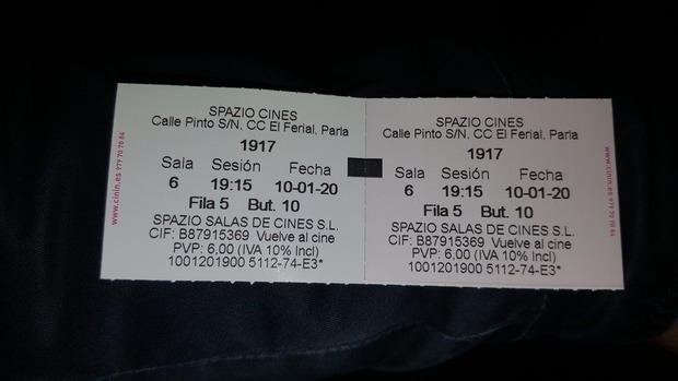 1917: Mi Critica y mi Entrada [Sin Spoilers]. Nota: 10/10. Magistral obra maestra