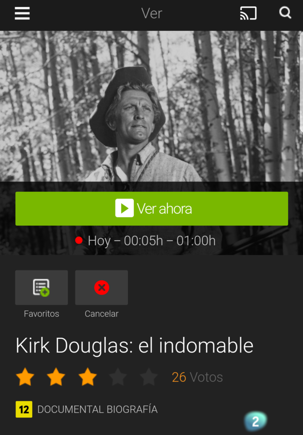 Documental Kirk Douglas El Indomable. Ahora mismo en La 2