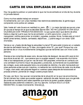 Carta de una empleada de Amazon España. ¡Online compra solo productos de primera necesidad!.