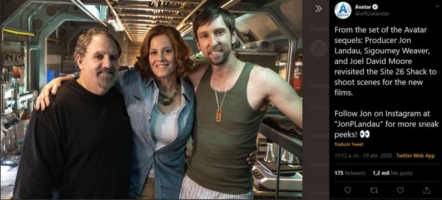 'Avatar 2': Primera imagen desde set del regreso de Sigourney Weaver