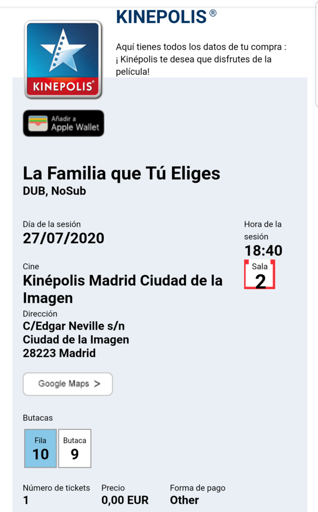 La Familia que tu Eliges. Entrada gratuita (Pase al que no fui por la pandemia).
