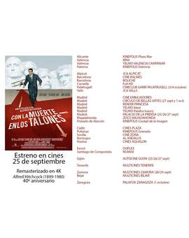 Con La Muerte en los Talones. Listado cines del reestreno.