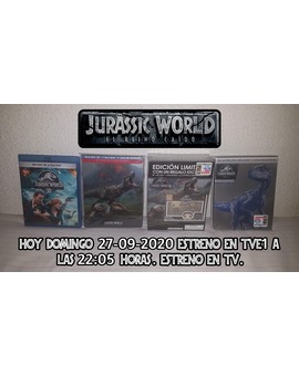 Mi colección de Jurassic World El Reino Caído. Hoy 27-09-2020 estreno en TVE1 a las 22:05 horas.