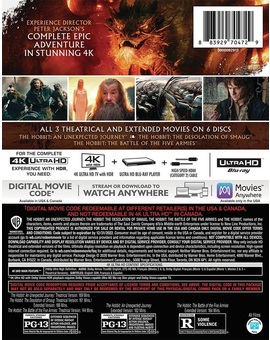 El Hobbit. Contraportada 4K UHD
