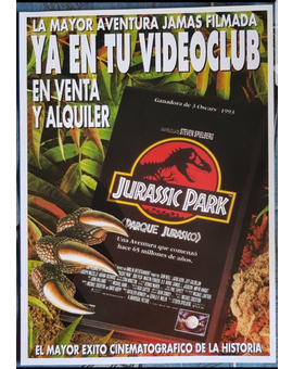 Eran otros tiempos... Nostálgico anuncio del año 1994 anunciando el VHS de Jurassic Park