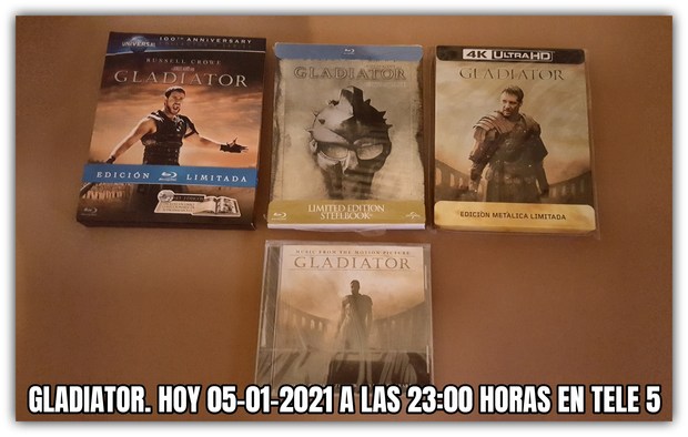 Mi colección de Gladiator + ¿Qué nota le dais a esta peli? + Hoy 05-01-21 a las 23:00 hora en Tele 5