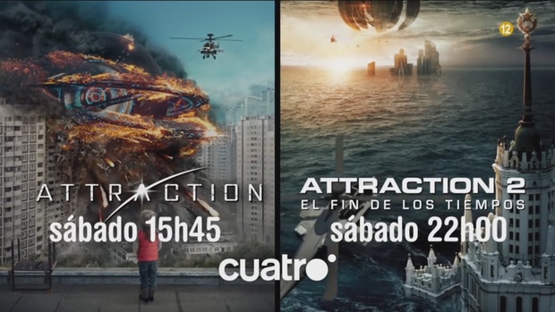 Attraction 1 y 2 El Fin de los Tiempos. El Sábado 06-02-2021 a las 15:45 y 22:00 Horas en Cuatro