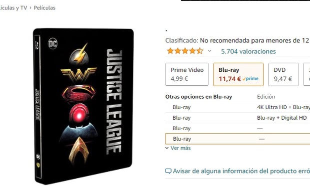 Oferta: Steelbook de la Liga de la Justicia a 11.74 euros en Amazon