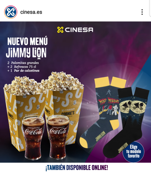 Nuevo menús Jimmy Lion con calcetines cinéfilos en Cinesa