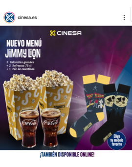 Nuevo menús Jimmy Lion con calcetines cinéfilos en Cinesa