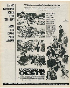  Anuncio en la prensa española del estreno de  "La conquista del Oeste" . Periodico del año 1964