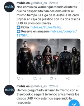 Edición combo con 4K UHD + Blu-Ray de La Liga de la Justicia de Zack Snyder en España
