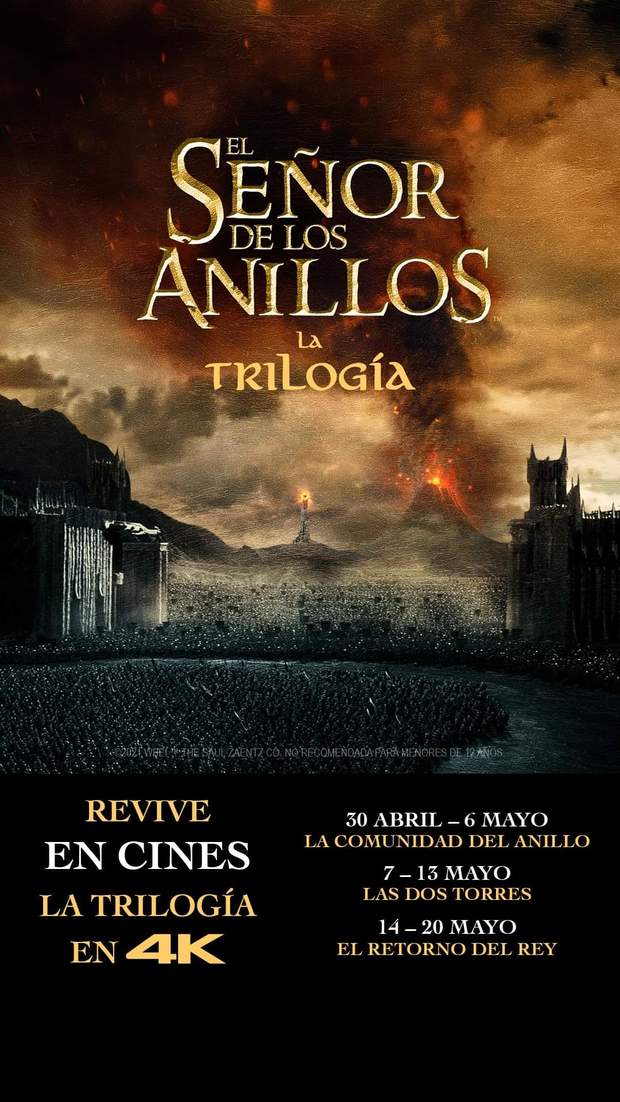 Póster oficial del reestreno en cines en España de El Señor de los Anillos.