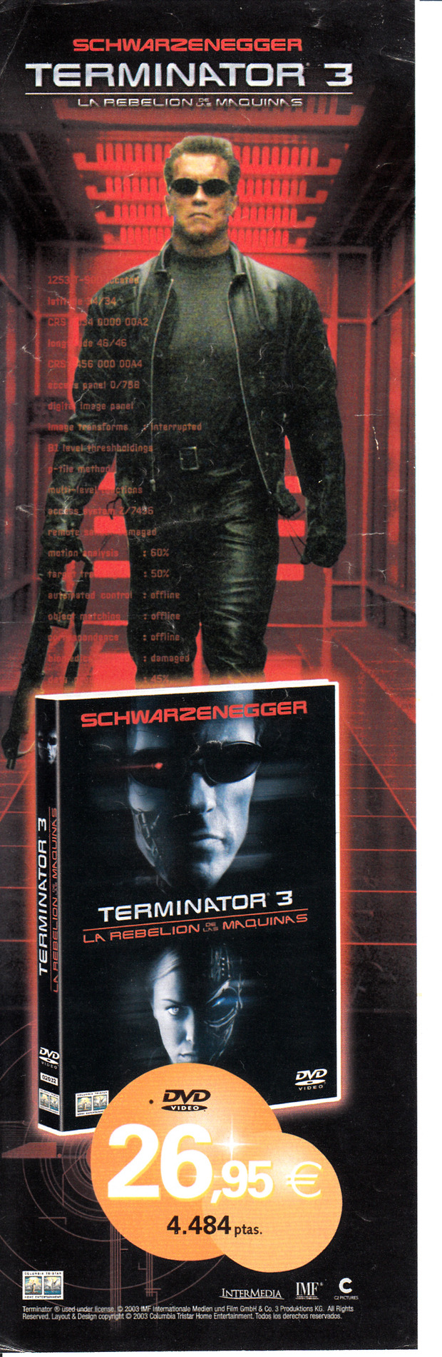 Eran otros tiempos... folleto de la puesta a la venta de Terminator 3 en DVD.