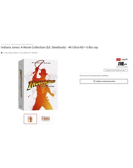 Oferta: Indiana Jones 4K UHD steelbook a 119 € en MediaMark