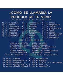 ¿Cómo se llamaría la película de tu vida?.