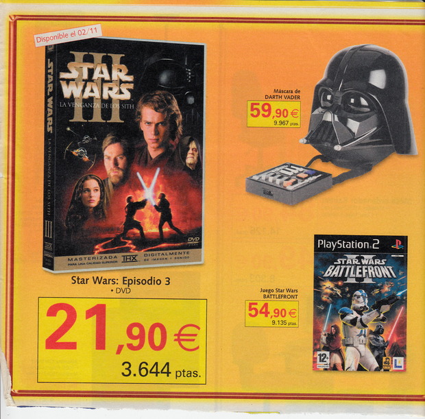 Eran otros tiempos... Nostálgico recorte del año 2005 anunciando el DVD de Star Wars Episodio 3.