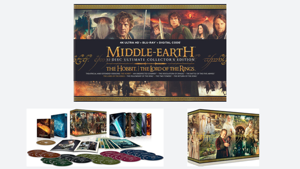 Diseño del pack Tierra Media en 4K UHD + Blu-Ray + Copia Digital.