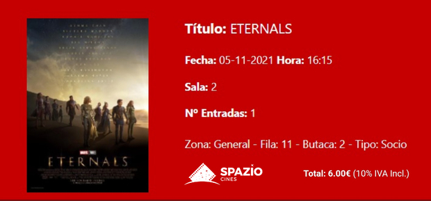 Eternals: : Mi Critica y mi Entrada [Sin Spoilers]. Nota 5.5/10. Entretenida pero va a lo seguro.