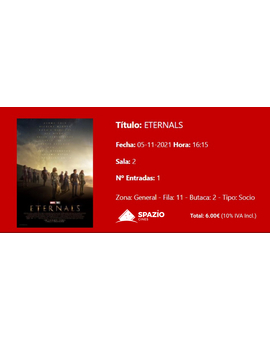 Eternals: : Mi Critica y mi Entrada [Sin Spoilers]. Nota 5.5/10. Entretenida pero va a lo seguro.