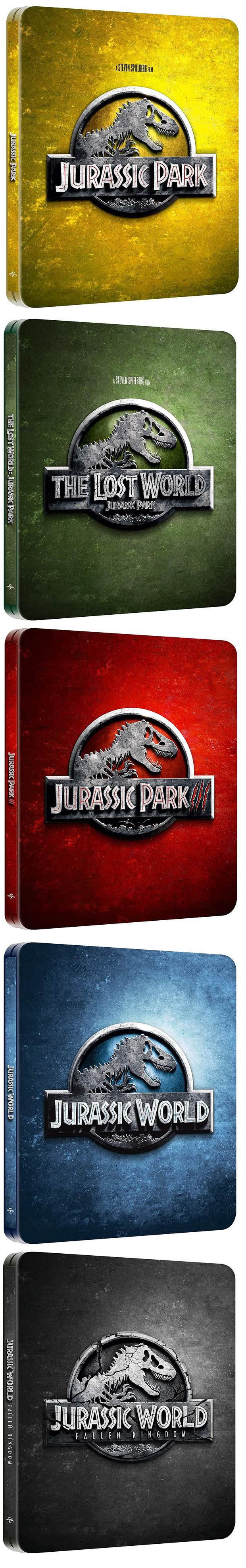 Nuevo vistazo a los diseños de los steelbooks de Jurassic Park / World en 4K UHD.