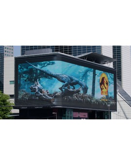 Jurassic World Dominion en la pantalla 3D de la Plaza Coex de Seúl (Corea del Sur) 