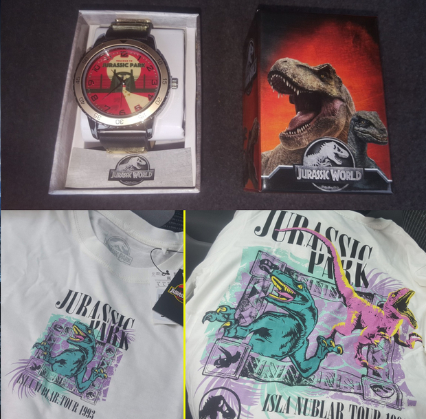 Regalazo de cumpleaños del amigo Albertronik. ¡Muchas gracias!. Reloj y camiseta Jurassic Park.