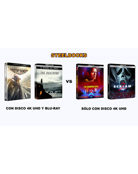 Steelbooks: Con disco 4K UHD y Blu-Ray o sólo con disco 4K UHD. ¿Cómo los preferís?.