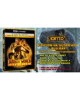 SORTEO: Edición 4K UHD + Blu-Ray de Jurassic World Dominion.