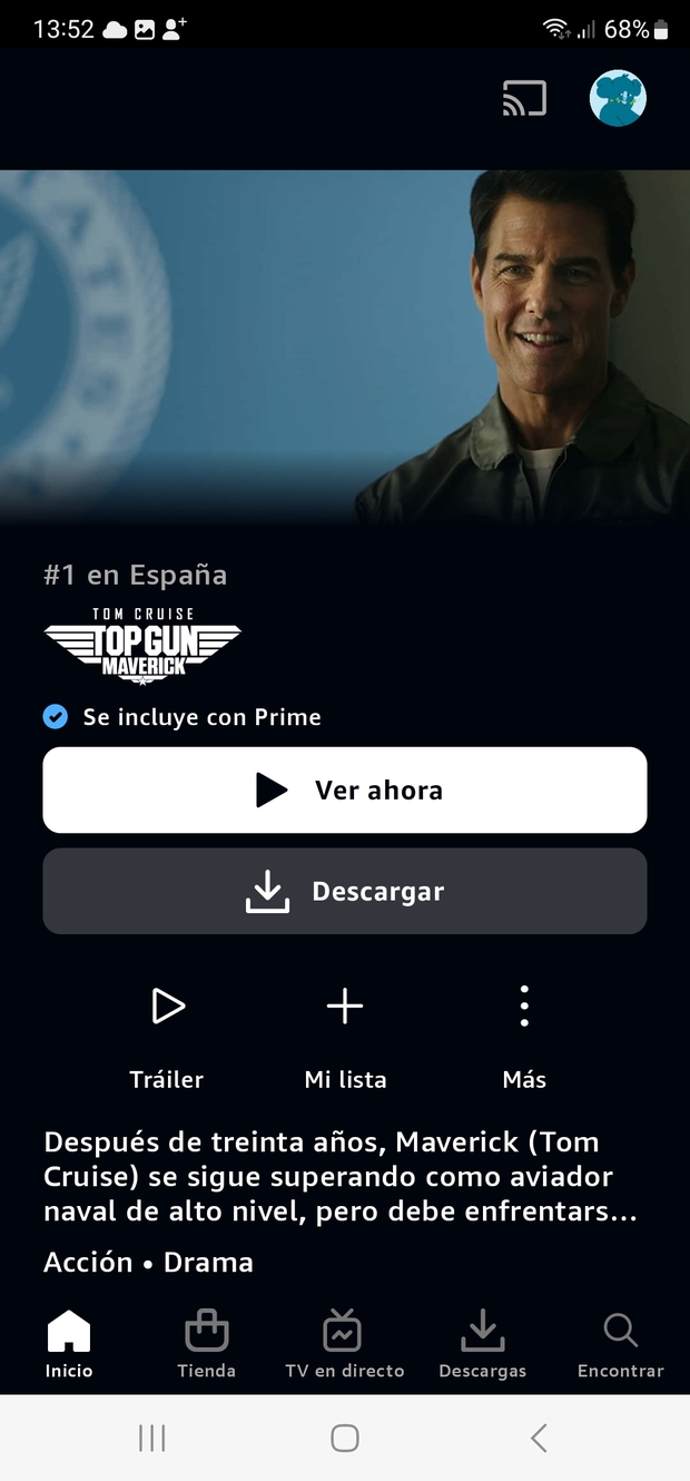 Top Gun Maverick ya disponible en Prime Video.